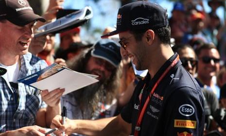 Hometown hero Daniel Ricciardo with fans at the the qualification sessions for the Melbourne grand prix in March